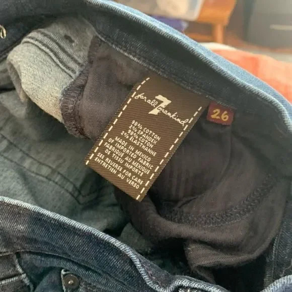 7 For All Mankind Dark Wash Straight Leg Jeans - Picture 5 of 7